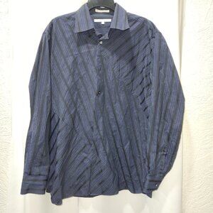 Perry Ellis Blue and black stripe long sleeve button down shirt